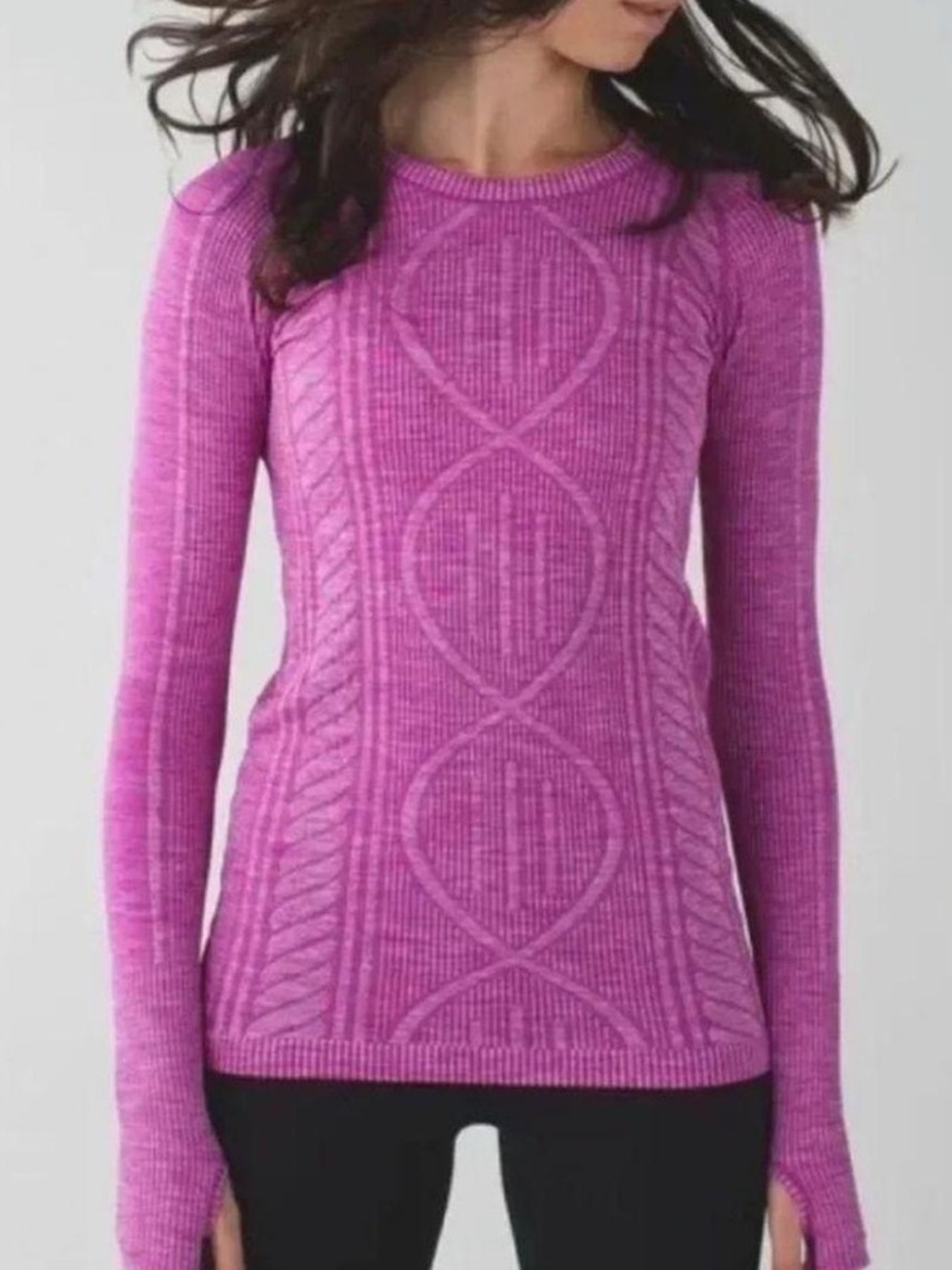 lululemon athletica Magenta Textured Knit Long Sleeve Top